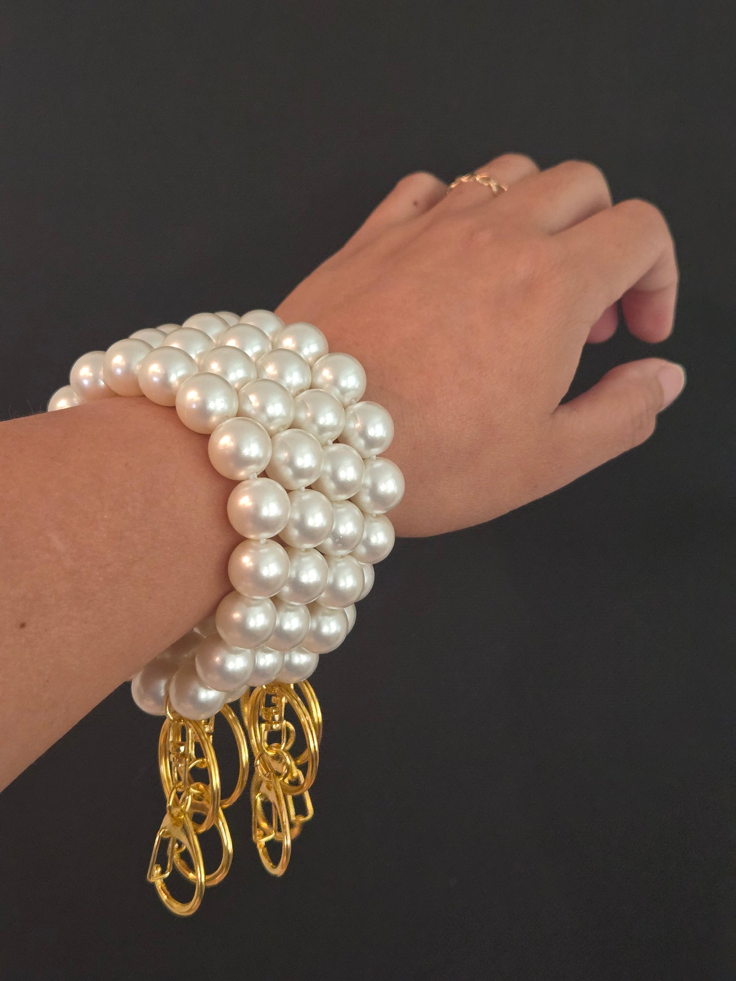 Faux Pearl Wristlet