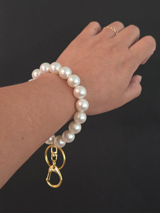 Faux Pearl Wristlet
